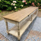10' Antiqued Kitchen Island with Drawers, Store Counter Display Harvest Table