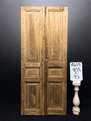 Antique French Double Doors (40.5x95) European Doors, Raised Panel Doors A609