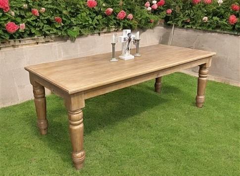 table - 7' Harvest Table, Chunky Wood Legs, Natural Farmhouse, Kitchen Island, Country by The Old Grainery (American, Coun...