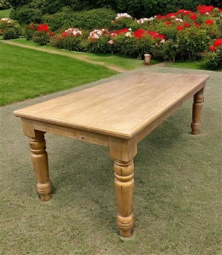 table - 7' Harvest Table, Chunky Wood Legs, Natural Farmhouse, Kitchen Island, Country by The Old Grainery (American, Coun...