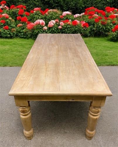 table - 7' Harvest Table, Chunky Wood Legs, Natural Farmhouse, Kitchen Island, Country by The Old Grainery (American, Coun...