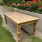 table - 7' Harvest Table, Chunky Wood Legs, Natural Farmhouse, Kitchen Island, Country by The Old Grainery (American, Coun...