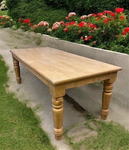 table - 7' Harvest Table, Chunky Wood Legs, Natural Farmhouse, Kitchen Island, Country by The Old Grainery (American, Coun...