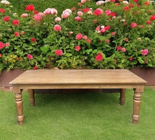 table - 7' Harvest Table, Chunky Wood Legs, Natural Farmhouse, Kitchen Island, Country by The Old Grainery (American, Coun...