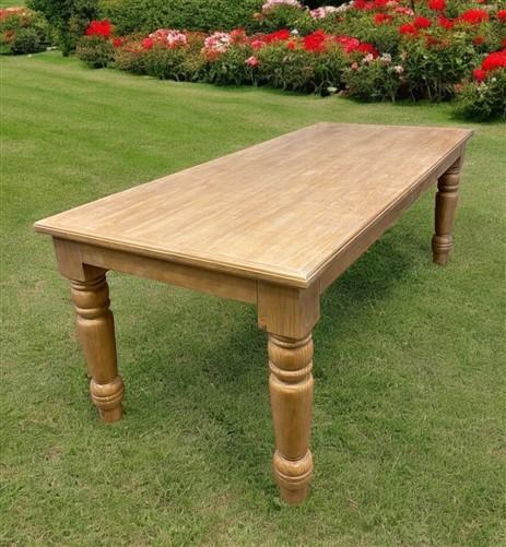 table - 7' Harvest Table, Chunky Wood Legs, Natural Farmhouse, Kitchen Island, Country by The Old Grainery (American, Coun...