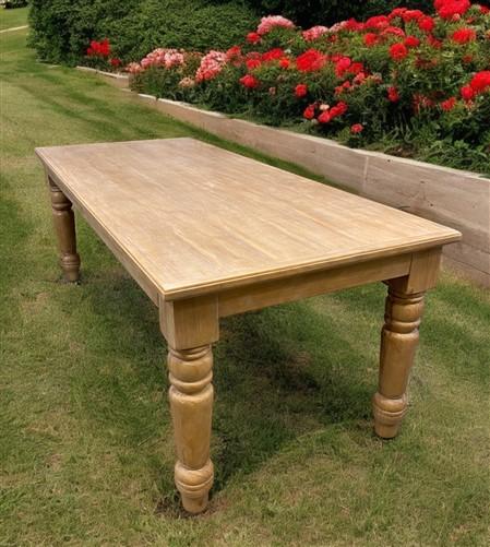 table - 7' Harvest Table, Chunky Wood Legs, Natural Farmhouse, Kitchen Island, Country by The Old Grainery (American, Coun...