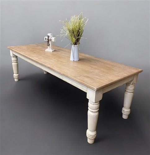 table - 8' Harvest Table, Chunky Wood Leg, Antiqued Farmhouse, Kitchen Island, Country B by The Old Grainery (American, Co...