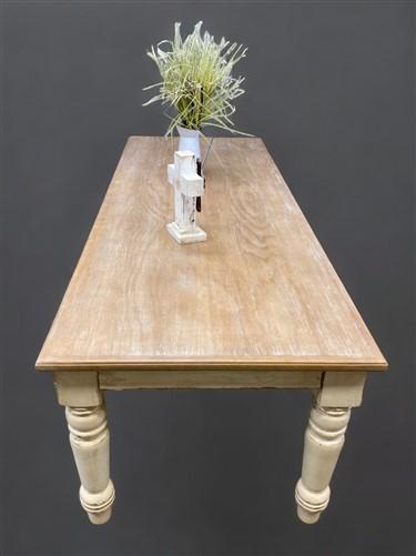 table - 8' Harvest Table, Chunky Wood Leg, Antiqued Farmhouse, Kitchen Island, Country B by The Old Grainery (American, Co...