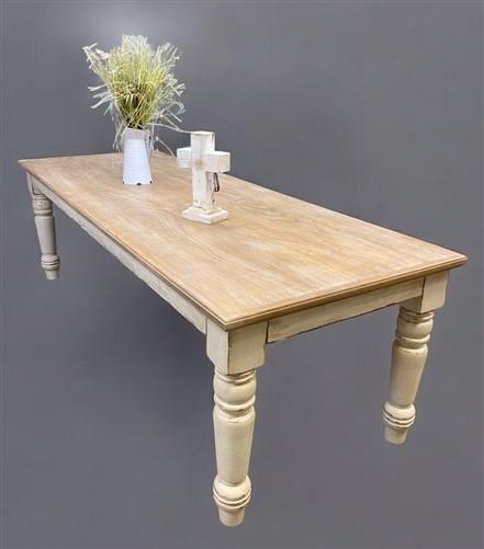 table - 8' Harvest Table, Chunky Wood Leg, Antiqued Farmhouse, Kitchen Island, Country B by The Old Grainery (American, Co...