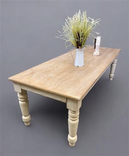 table - 8' Harvest Table, Chunky Wood Leg, Antiqued Farmhouse, Kitchen Island, Country B by The Old Grainery (American, Co...