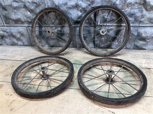 Buggy wheels - 4 Vintage Metal Spoke Baby Buggy Wheels Pedal Car Garden Cart Pumpkin Wagon A46, by The Old Grainery (baby...
