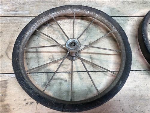 Buggy wheels - 4 Vintage Metal Spoke Baby Buggy Wheels Pedal Car Garden Cart Pumpkin Wagon A46, by The Old Grainery (baby...