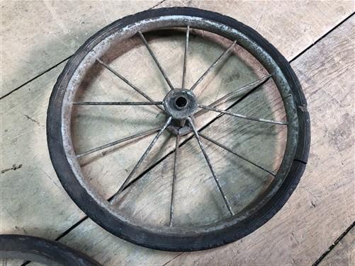 Buggy wheels - 4 Vintage Metal Spoke Baby Buggy Wheels Pedal Car Garden Cart Pumpkin Wagon A46, by The Old Grainery (baby...