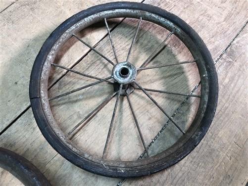 Buggy wheels - 4 Vintage Metal Spoke Baby Buggy Wheels Pedal Car Garden Cart Pumpkin Wagon A46, by The Old Grainery (baby...
