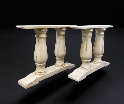 table legs - Pair of Wide Dining Table Legs, Solid Wood Table Base, Turned Trestle Table Legs by The Old Grainery (country...