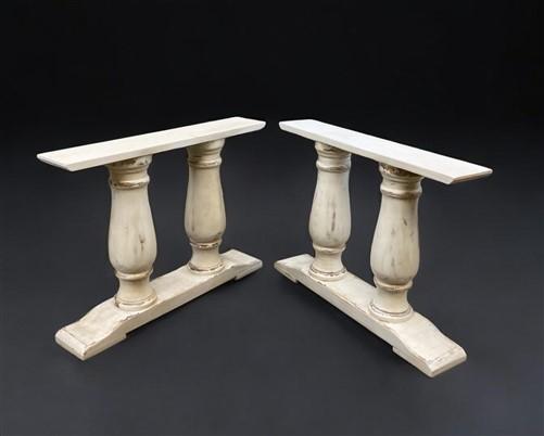 table legs - Pair of Wide Dining Table Legs, Solid Wood Table Base, Turned Trestle Table Legs by The Old Grainery (country...