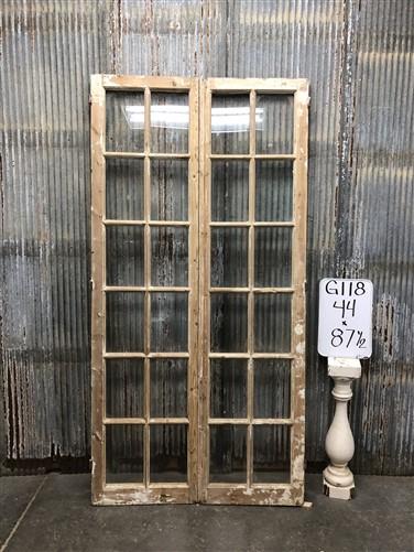 Antique French Double Doors (44x87.5) 12 Glass Pane Doors, European Doors G118