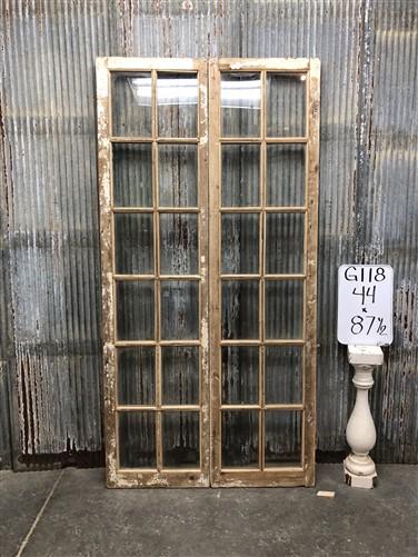 Antique French Double Doors (44x87.5) 12 Glass Pane Doors, European Doors G118