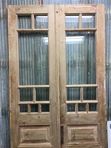 Antique French Double Doors (43.5x101.5) 8 Glass Pane Doors, European Doors G145