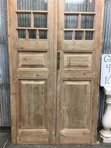 Antique French Double Doors (43.5x101.5) 8 Glass Pane Doors, European Doors G145