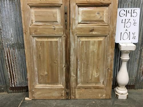 Antique French Double Doors (43.5x101.5) 8 Glass Pane Doors, European Doors G145