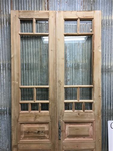 Antique French Double Doors (43.5x101.5) 8 Glass Pane Doors, European Doors G146