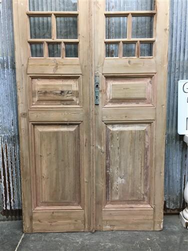 Antique French Double Doors (43.5x101.5) 8 Glass Pane Doors, European Doors G146