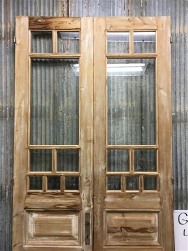 Antique French Double Doors (43.5x101.5) 8 Glass Pane Doors, European Doors G146