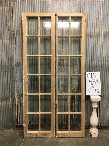 Antique French Double Doors (43.5x87.5) 12 Glass Pane Doors, European Doors G151