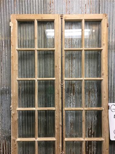 Antique French Double Doors (43.5x87.5) 12 Glass Pane Doors, European Doors G151