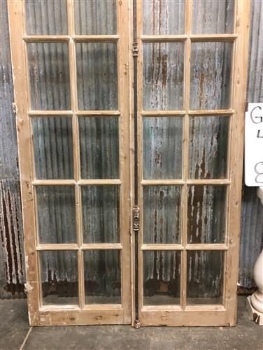 Antique French Double Doors (43.5x87.5) 12 Glass Pane Doors, European Doors G151
