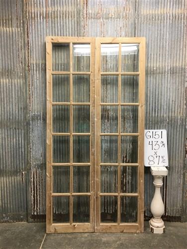 Antique French Double Doors (43.5x87.5) 12 Glass Pane Doors, European Doors G151