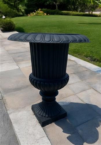 39" Tall Cast Iron Fluted Urn, Flower Pot Planter, Garden Patio Yard Art B1