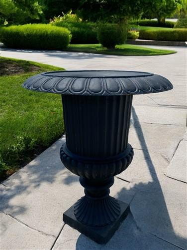 39" Tall Cast Iron Fluted Urn, Flower Pot Planter, Garden Patio Yard Art B1