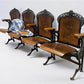 4 Wood Iron Folding Theater Seats, Auditorium Seats, Entryway Bench, D7