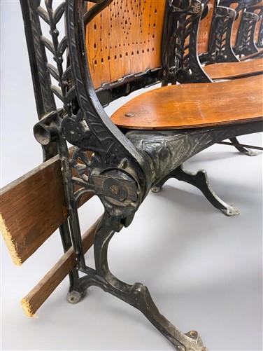 4 Wood Iron Folding Theater Seats, Auditorium Seats, Entryway Bench, D7