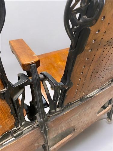4 Wood Iron Folding Theater Seats, Auditorium Seats, Entryway Bench, D7