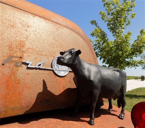 Cast Iron Cow Doorstop, Butcher Shop Advertising, Farm Art Milk Cow Bull Statue