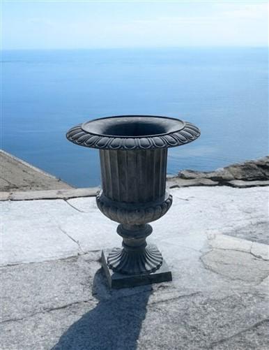 Garden urn - 28" Tall Cast Iron Fluted Urn, Flower Pot Planter, Garden Patio Yard Art C1 by The Old Grainery (aluminum, Ar...