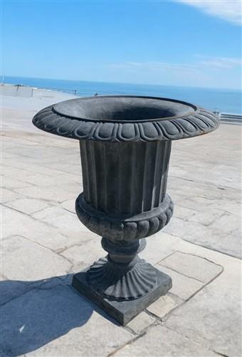 Garden urn - 28" Tall Cast Iron Fluted Urn, Flower Pot Planter, Garden Patio Yard Art C1 by The Old Grainery (aluminum, Ar...