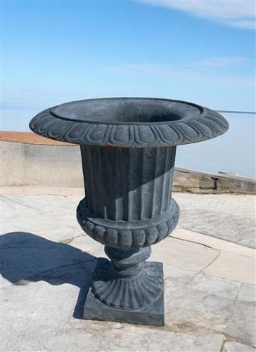 Garden urn - 28" Tall Cast Iron Fluted Urn, Flower Pot Planter, Garden Patio Yard Art C1 by The Old Grainery (aluminum, Ar...