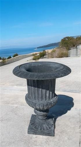 Garden urn - 28" Tall Cast Iron Fluted Urn, Flower Pot Planter, Garden Patio Yard Art C1 by The Old Grainery (aluminum, Ar...