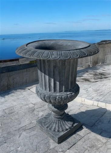 Garden urn - 28" Tall Cast Iron Fluted Urn, Flower Pot Planter, Garden Patio Yard Art C1 by The Old Grainery (aluminum, Ar...