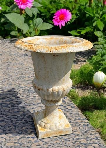 Garden urn - 21" Tall Cast Iron Fluted Urn, Flower Pot Planter, Garden Patio Yard Art F1 by The Old Grainery (aluminum, Ar...