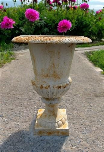 Garden urn - 21" Tall Cast Iron Fluted Urn, Flower Pot Planter, Garden Patio Yard Art F1 by The Old Grainery (aluminum, Ar...