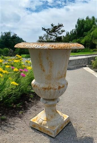Garden urn - 21" Tall Cast Iron Fluted Urn, Flower Pot Planter, Garden Patio Yard Art F1 by The Old Grainery (aluminum, Ar...