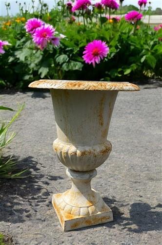 Garden urn - 21" Tall Cast Iron Fluted Urn, Flower Pot Planter, Garden Patio Yard Art F1 by The Old Grainery (aluminum, Ar...