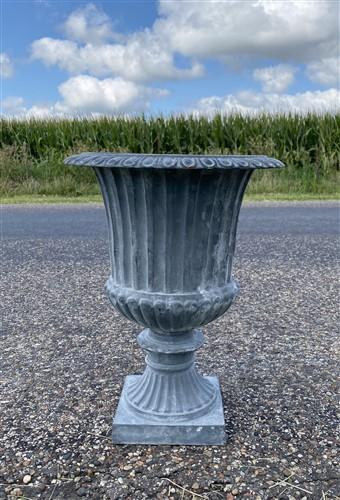 Home & Living > Outdoor & Gardening > Garden Decoration > Yard Art - 18" Tall Cast Iron Fluted Urn, Flower Pot Planter, Ga...