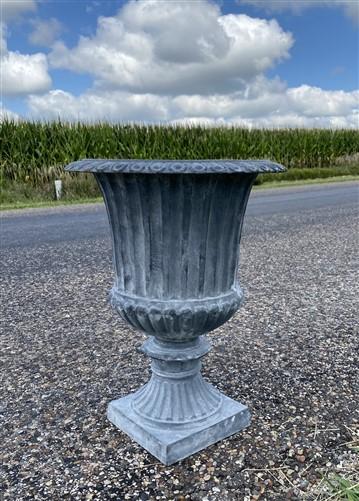 Home & Living > Outdoor & Gardening > Garden Decoration > Yard Art - 18" Tall Cast Iron Fluted Urn, Flower Pot Planter, Ga...