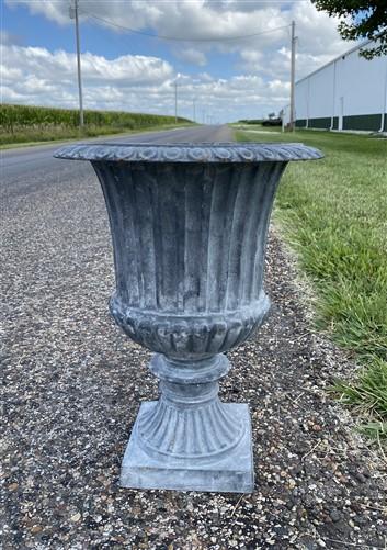 Home & Living > Outdoor & Gardening > Garden Decoration > Yard Art - 18" Tall Cast Iron Fluted Urn, Flower Pot Planter, Ga...